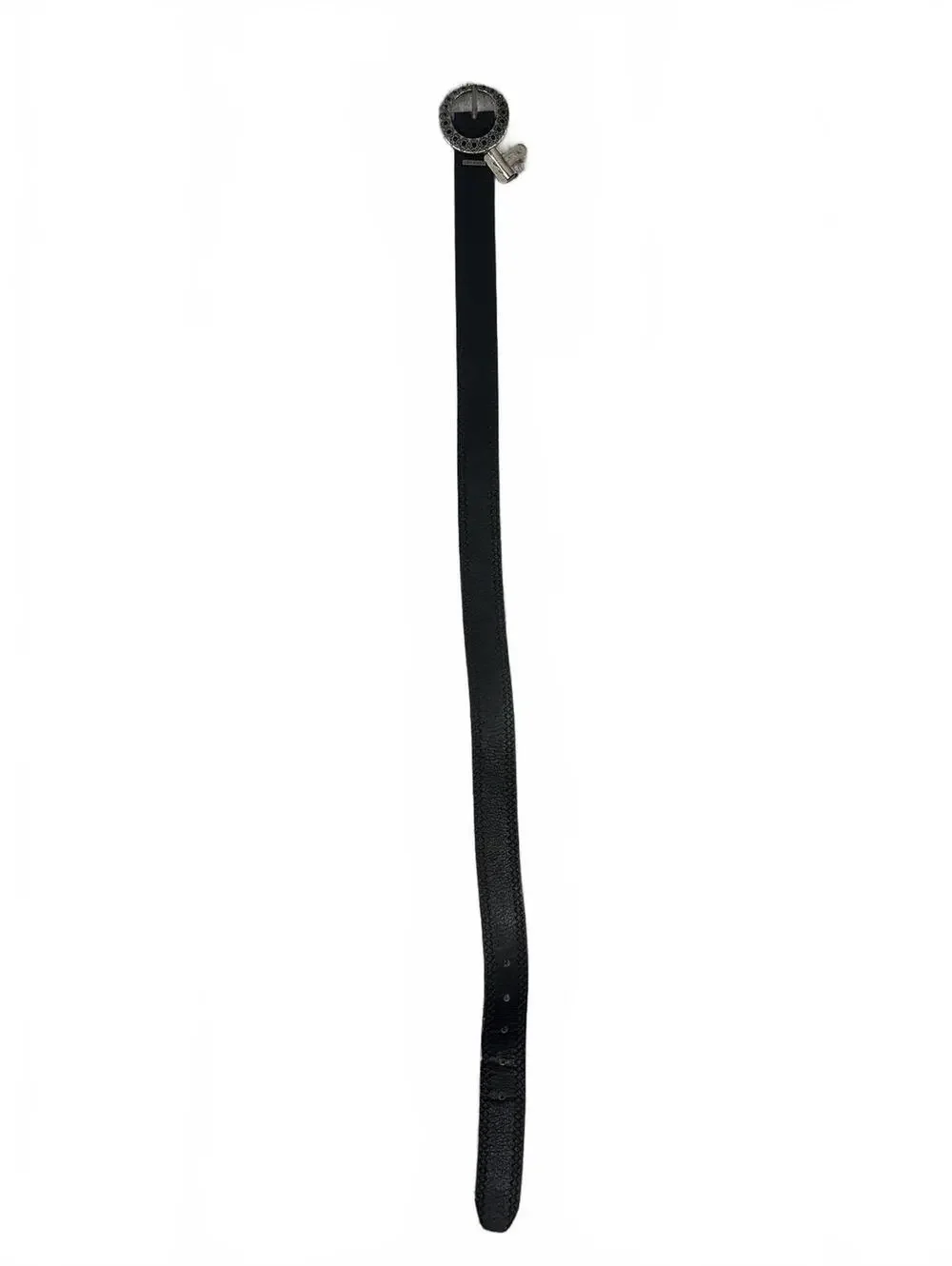 Relic Black Leather Belt with Ornate Silver Buckle